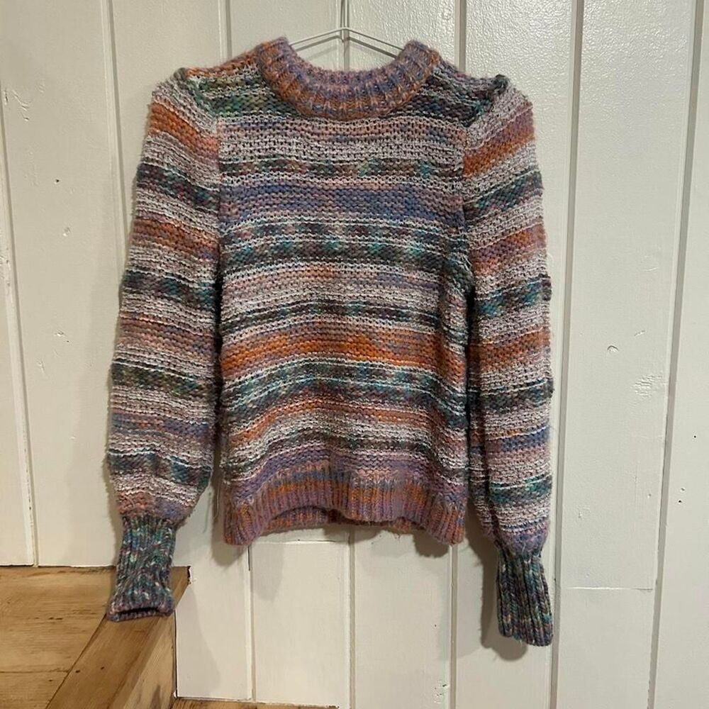Urban Outfitters Wool Blend Space Dye Sweater Mock Neck Puff Sleeve Size XS